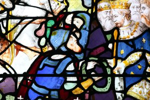 Kathedrale von Moulins. Glasfenster. Kreuzzüge. Heiliger Ludwig und die Dornenkrone, 20160603, Moulins, Europa
