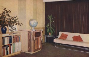 Das Wohnzimmer von Mr. J. C. Pritchard in den Isokon Lawn Road Flats, 1936