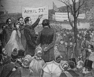 Mr. Phelps pflanzt die Shakespeare-Eiche auf Primrose Hill, London, um 1890 von Unbekannt