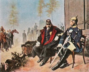 Napoleon III. und Bismarck im Weberhaus in Donchery, 2. September 1870