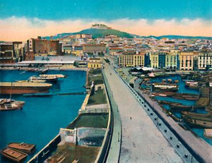 Neapel - Via Molo Col Castel S. Elmo, ca. 1900
