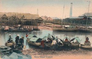Einheimischer Sampan, Singapur, um 1910 von Unbekannt