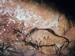 Neolithische Höhlenmalerei eines verwundeten Bisons von Unbekannt