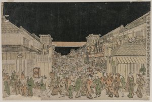 Nachtszene, Straße der Theater, späte 1700er bis frühe 1800er von Unbekannt