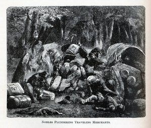 Adlige plündern reisende Händler, 1882 von Unbekannt