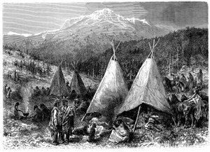 Indianerlager in Oklahoma, 1889