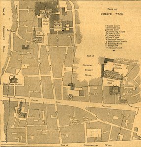 Alte Karte des Wards von Cheap - um 1750, 1897