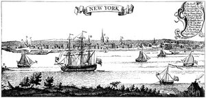 Alte Ansicht von New York, 1730 um 1880