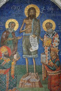 Orthodoxes Mosaik: Johannes der Täufer mit Bischöfen und Königen