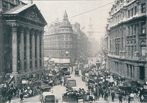 Vor dem Mansion House, City of London, 9 Uhr, ca. 1901 von Unbekannt