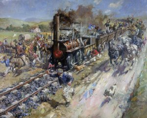 Eröffnung der ersten öffentlichen Eisenbahnlinie Stockton und Darlington Railway von Unbekannt
