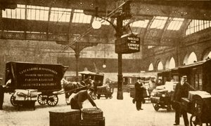 Überkopf-Elektropaketträger, Victoria Station, Manchester, 1930