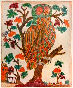 Eule, Lubok-Druck, 1800