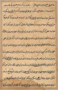 Seite aus den Geschichten eines Papageis Tuti-nama: Textseite, ca. 1560 von Unbekannt