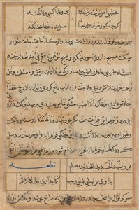 Seite aus Geschichten eines Papageis Tuti-nama: Textseite, ca. 1560