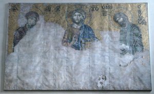 Gemalte Kopie des Deesis-Mosaiks, Byzantinisch, frühes 20. Jahrhundert, ursprünglich datiert 13. Jahrhundert