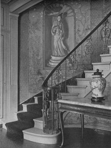 Gemalte Dekoration, Wand des Treppenhauses, Haus von Mrs. WK Vanderbilt, New York City, 1924