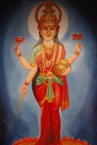 Gemälde der Göttin Lakshmi, Haridwar, Indien