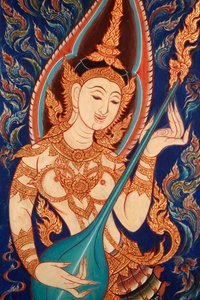 Gemälde einer Apsara, die Musik spielt, Lecce, Italien