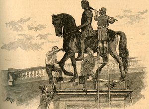 Die Statue von König Wilhelm III. schwarz anmalen, Dublin, Irland, 1821, ca. 1890 von Unbekannt