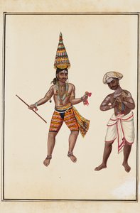 Paar männliche Tempeltänzer, 1820-1825