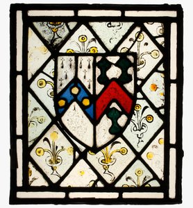 Tafel mit Wappenschild von Johnson, britisch, ca. 1500