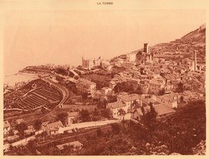Panorama und Blick auf La Turbie, Monaco, 1930