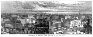 Panorama von Chicago vom Dach des Rathauses, USA, 1871