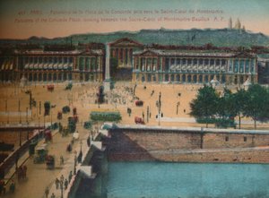Panorama des Place de la Concorde, Blick auf die Sacré-Cœur-Basilika in Montmartre, Paris von Unbekannt