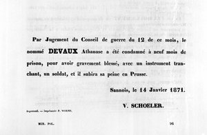 Par Jugement du Conseil, aus französischen politischen Plakaten der Pariser Kommune, Januar 1871 von Unbekannt