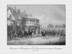 Parade des Chevalier-Garde-Regiments am Cottege-Palast im Alexandria-Park in Peterhof, 185 von Unbekannt