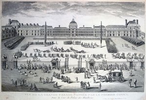 Parade der Truppen während der großen Parade, Tuilerienpalast, 19. Jahrhundert