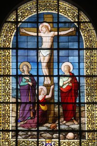 Paris, Frankreich Kirche Saint Roch Buntglasfenster: Christus am Kreuz, Paris, Frankreich von Unbekannt