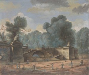 Parklandschaft mit spazierenden Figuren