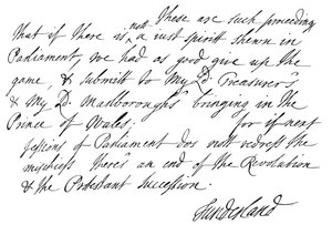 Teil eines Briefes von Charles Spencer, 3. Earl of Sunderland von Unbekannt