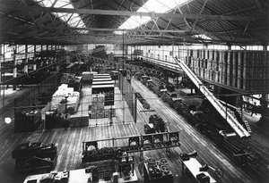 Teil der Produktionslinie in Fords Highland Park Fabrik, Detroit, Michigan, USA (ca. 1914) von Unbekannt