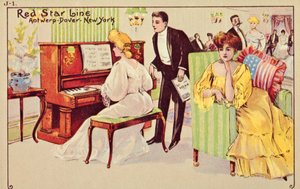 Passagiere entspannen sich nach dem Abendessen auf einem Red Star Liner, 1907 von Unbekannt