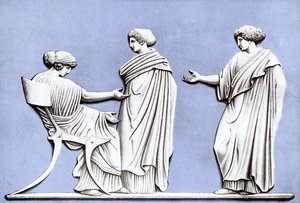 Penelope und Mägde, Wedgwood-Plakette, 18. Jahrhundert, um 1920 von Unbekannt