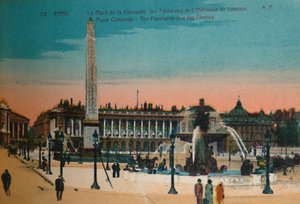 Place de la Concorde - Die Brunnen und der Luxor-Obelisk, Paris, um 1920