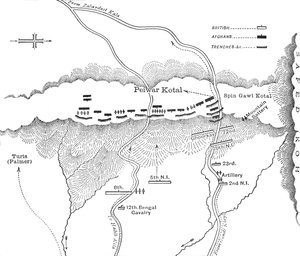 Angriffsplan auf Peiwar Kotal, 2. Dezember 1878, um 1880