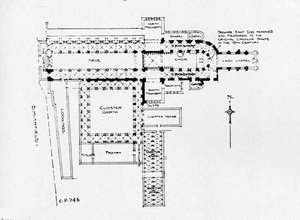 Plan der Prioratskirche St. Bartholomew-the-Great, London, 1906 von Unbekannt