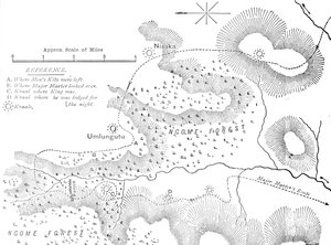 Plan des Geländes, auf dem Cetewayo gefangen genommen wurde, um 1880
