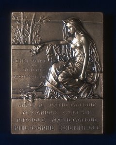Plakette zur Erinnerung an den Tod von Henri Poincaré, französischer Mathematiker, 1912