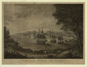 Seeschlacht von Plattsburgh auf dem Lake Champlain, amerikanische Flotte unter dem Kommando von Thomas Macdonough besiegt britische Flotte, 11. September von Unbekannt