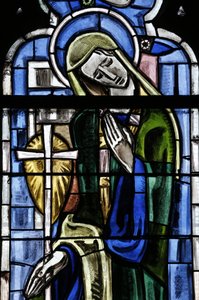 Kollegiatkirche von Poissy. Buntglasfenster. Heilige Margarete von Antiochia, Poissy, Frankreich von Unbekannt