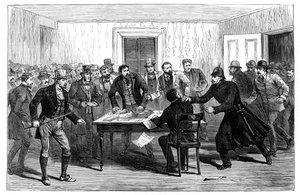 Polizeirazzia in den National Rent Offices in Loughrea, Irland, 1887 von Unbekannt