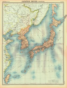 Politische Karte des Japanischen Reiches, frühes 20. Jahrhundert von Unbekannt