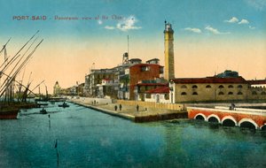 Port-Said - Panoramablick auf den Kai, um 1918-1939 von Unbekannt
