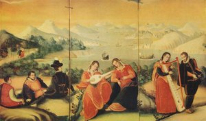 Teil eines japanischen Faltbildschirms der Keicho-Periode von Unbekannt