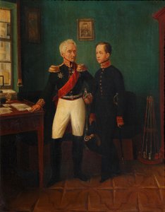Porträt von General Fyodor Grigoryevich Friedrich August Goldgeuer 1771-1848 mit Sohn Mikhail von Unbekannt